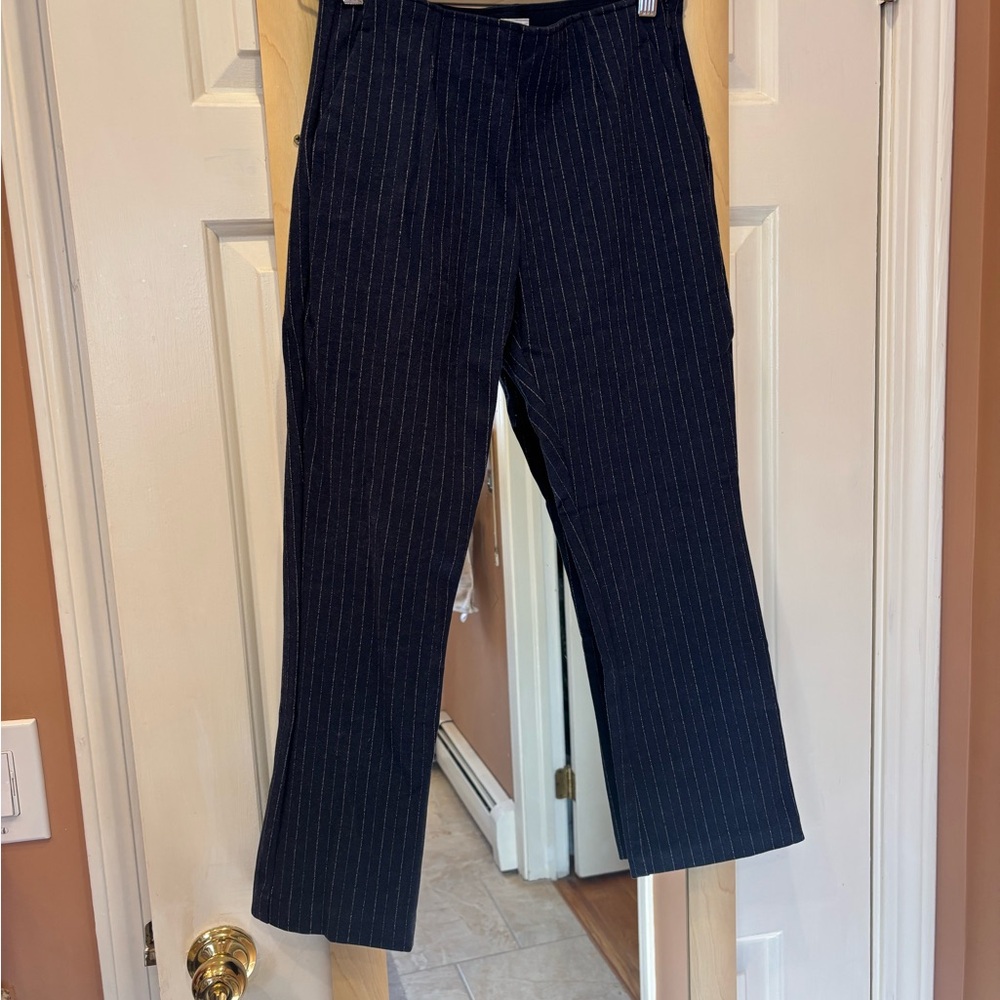 GAP Navy Pinstripe Crop Flare Dress Pants - Size 2
